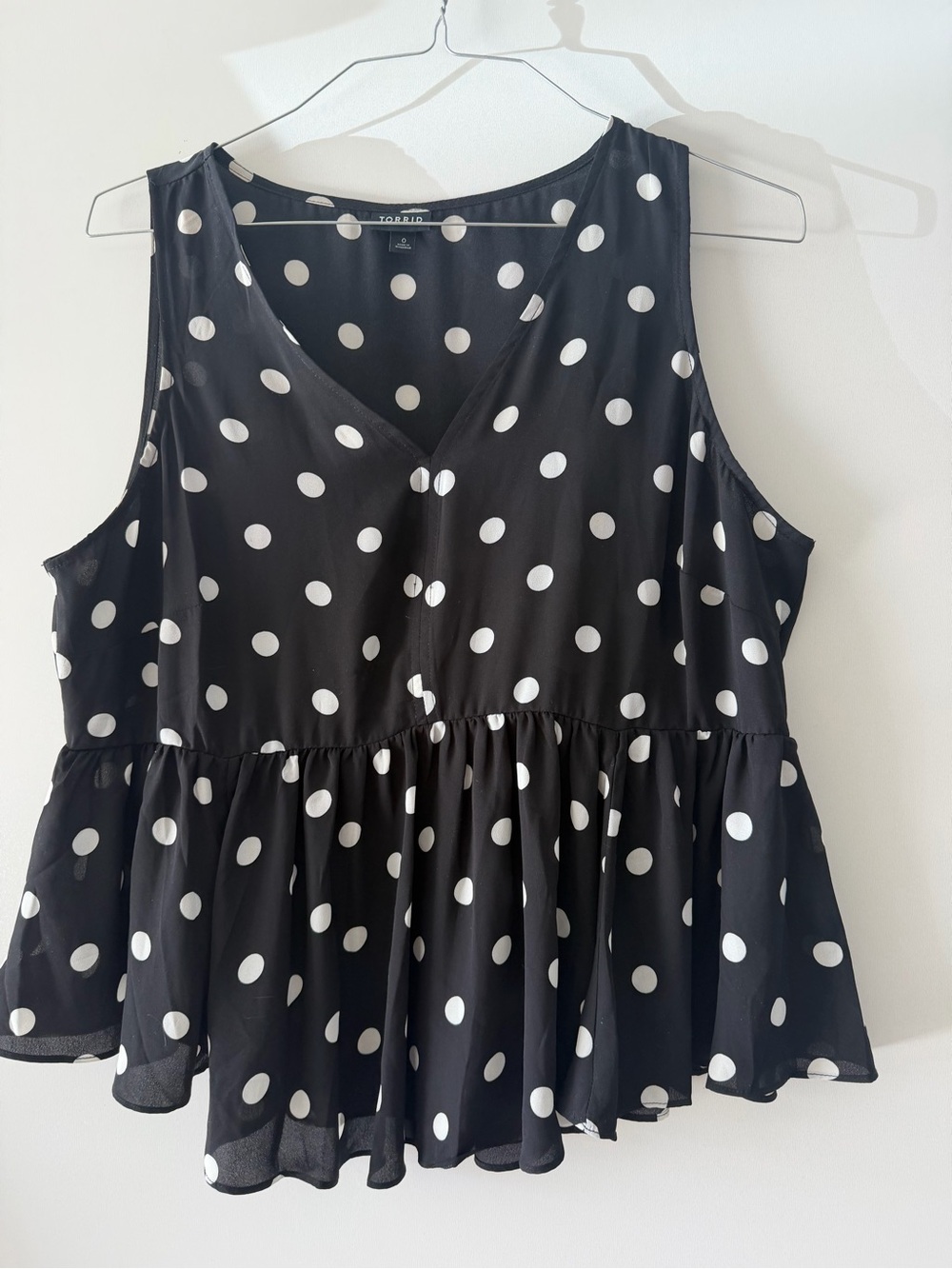 torrid Black and White Polka Dot Peplum Tank